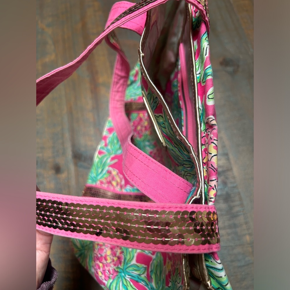 Lilly Pulitzer Spike the Punch Orchard Pink Sequins Tote Bag - Picture 10 of 10